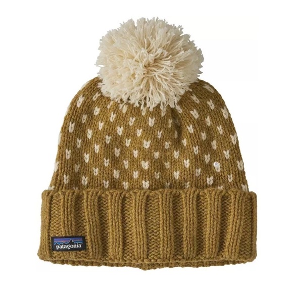 Patagonia Women's Snowbelle Beanie Ridge Cosmic Gold NWT Recycled Wool Yellow - Picture 6 of 9